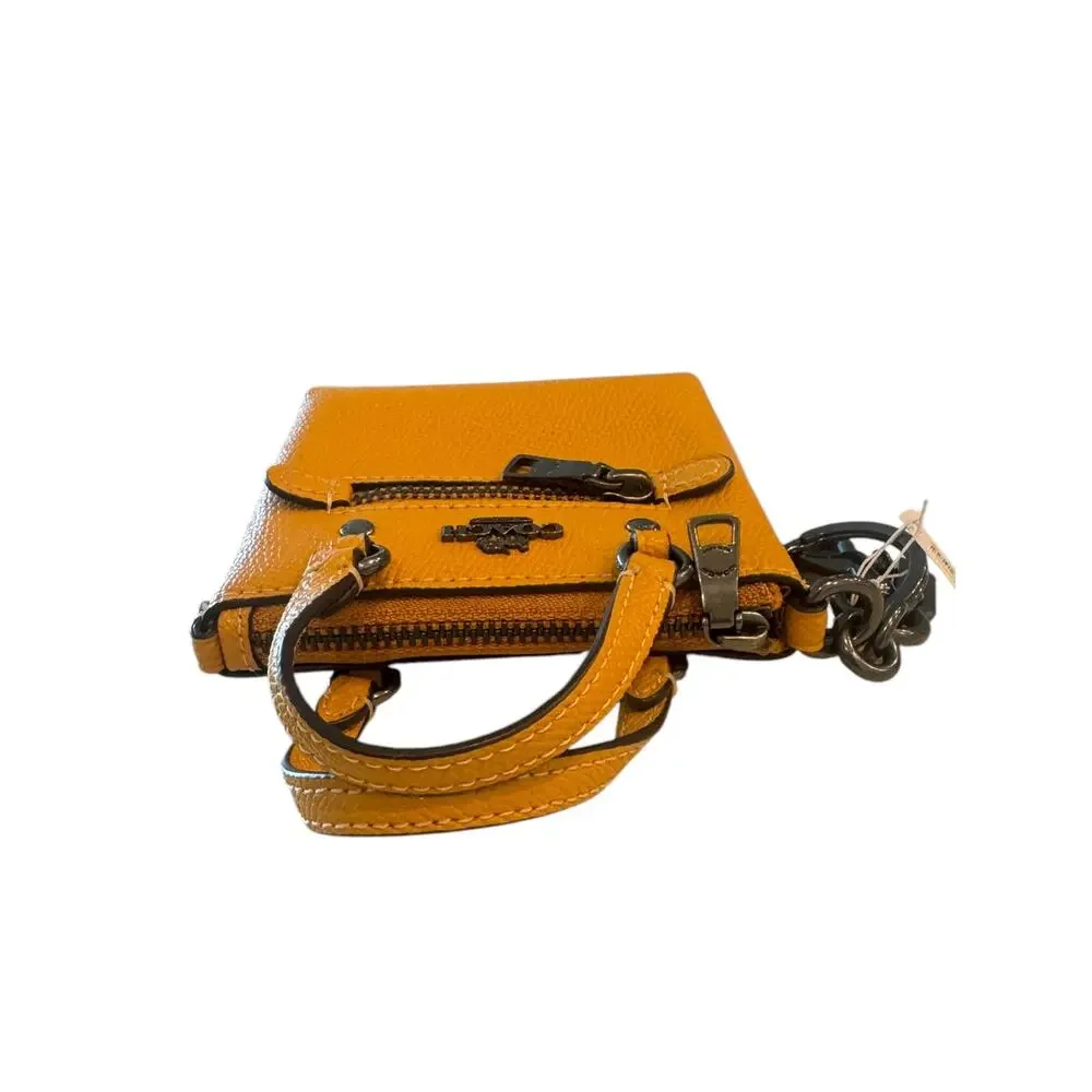 COACH mini Gallery leather bag charm tote keychain Buttercup